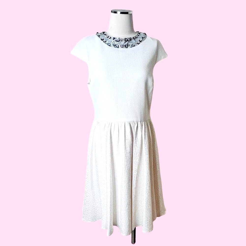 Badgley Mischka Embellished Neck Vintage Style Cocktail Wedding Dress 10